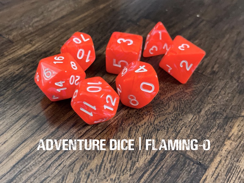 Flaming-O dice set
