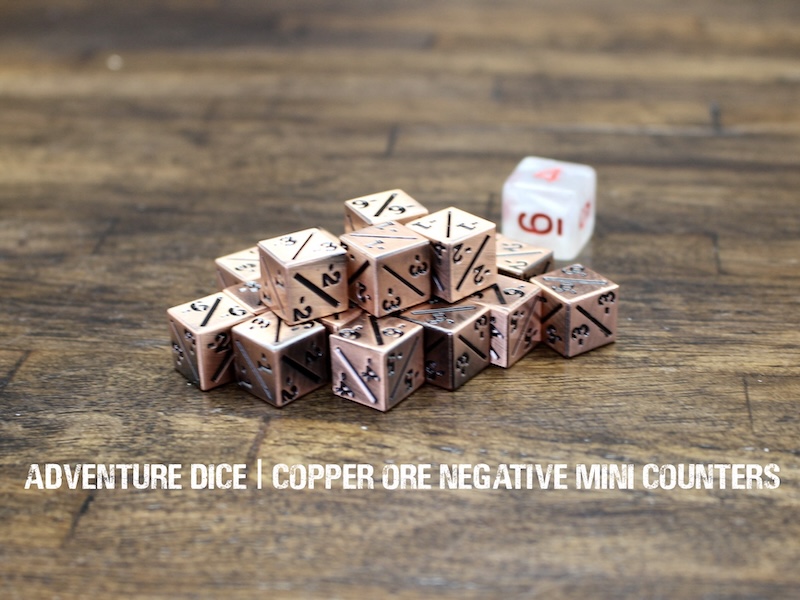 Copper Ore Negative Premium D6 Counters – Adventure Dice®