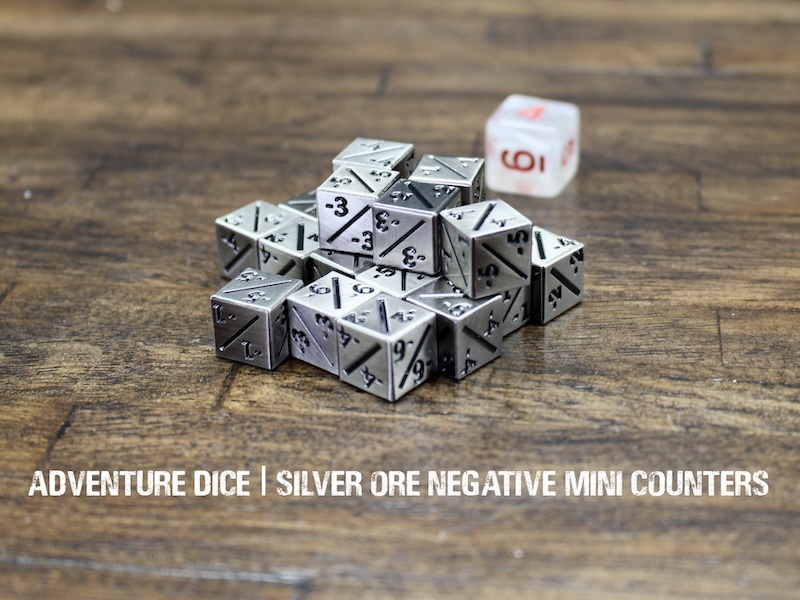 Silver Ore Negative Premium D6 Counters – Adventure Dice®
